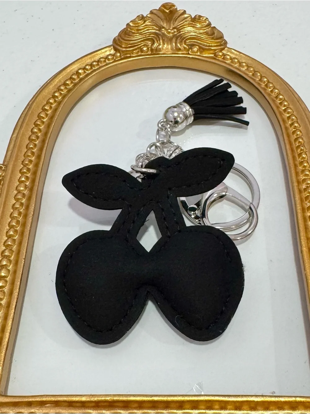 New Crystal Alien Cherries Keychain - Teal & Black